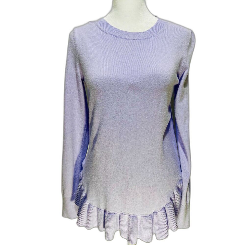 Lilly Pulitzer sweater ruffle hem soft lavender purple minimalist women's XS